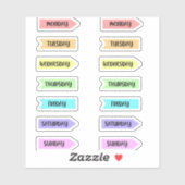 Sticker Jours de la semaine Pastel Rainbow Planner Script (Feuille)