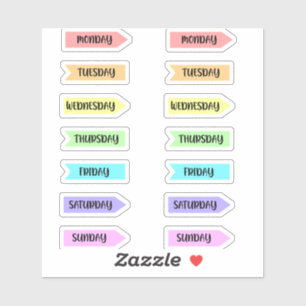 Sticker Jours de la semaine Pastel Rainbow Planner Script