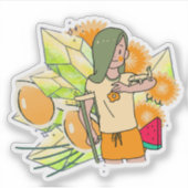 Sticker Jours dorés et soleil de gecko vert (Devant)
