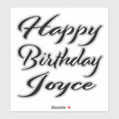 Sticker Joyce Nom Prénom Anniversaire de la Broderie noire (Feuille)