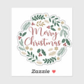 Sticker Joyeuse couronne de Noël (Feuille)