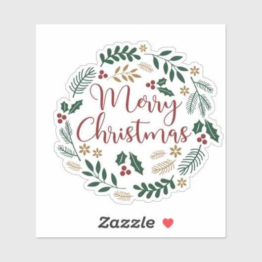Sticker Joyeuse couronne de Noël (Feuille)