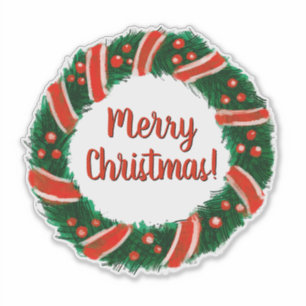 Sticker Joyeuse couronne de Noël transparent vinyle amovib