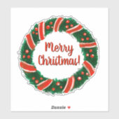 Sticker Joyeuse couronne de Noël transparent vinyle amovib (Feuille)