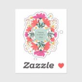 Sticker Joyeuse fête de la mère fleurie (Feuille)