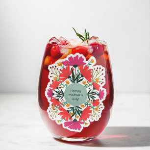 Sticker Joyeuse fête de la mère fleurie