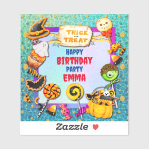 Sticker Joyeuse fête d'Halloween remplie de ruse-ou-gâteau