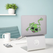 Sticker Joyeuse grenouille verte (Ordinateur portable sur le bureau)