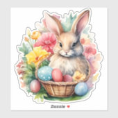 Sticker Joyeuse peinture d'aquarelle de lapin de Pâques (Feuille)