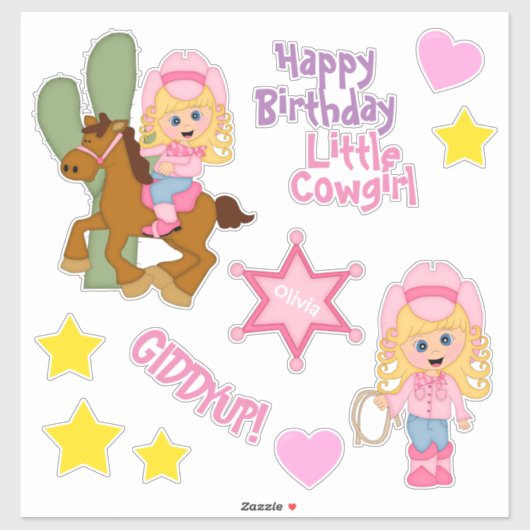 Sticker Joyeuse petite fille d'anniversaire (Feuille)