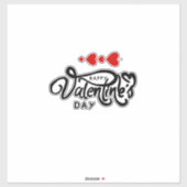 Sticker Joyeuse Saint Valentin calligraphie Cœurs Rouges F (Feuille)