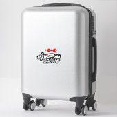 Sticker Joyeuse Saint Valentin calligraphie Cœurs Rouges F (Sur valise)