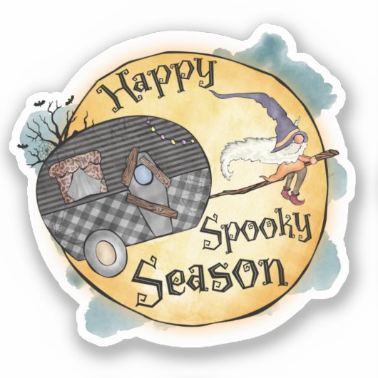 Sticker Joyeuse Saison Effrayante Sorcière Camionnette (Recto)