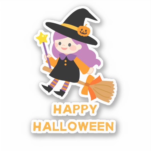 Sticker Joyeuse sorcière d'halloween (Devant)