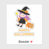 Sticker Joyeuse sorcière d'halloween (Feuille)