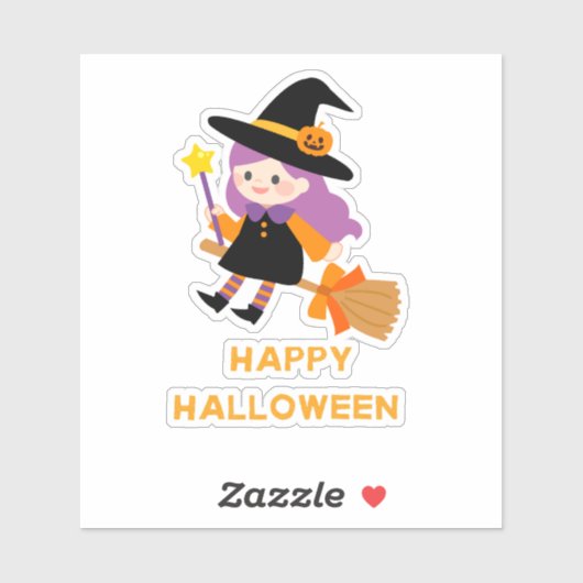 Sticker Joyeuse sorcière d'halloween (Feuille)