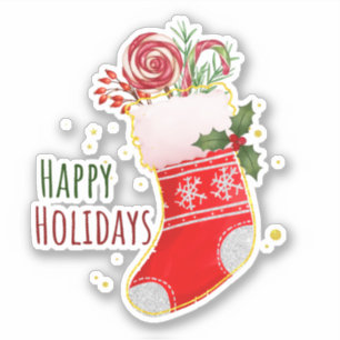 Sticker Joyeuses fêtes Noël Festive Stocking