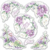 Sticker Joyeuses florales de violet de Pâques (Devant)