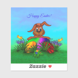 Sticker Joyeuses Pâques ! Lapin de Pâques