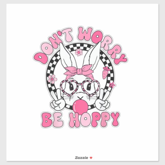 Sticker Joyeuses Pâques Lapin Groovy Visage Ne vous inquié (Feuille)