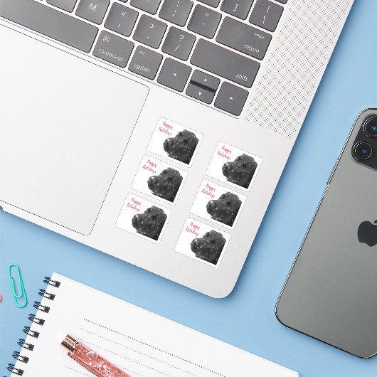 Sticker Joyeuses vacances Black Lab (Ordinateur portable avec iPhone)