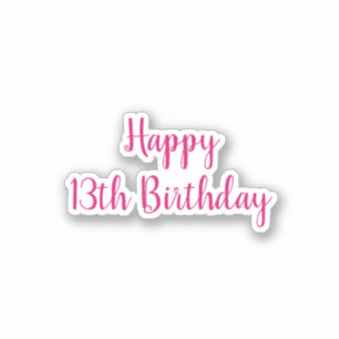 Sticker Joyeux 13e anniversaire Simple minimaliste rose pe