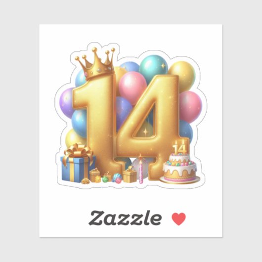 Sticker Joyeux 14e anniversaire (Feuille)