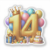Sticker Joyeux 14e anniversaire (Devant)