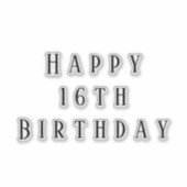 Sticker Joyeux 16e anniversaire Seize âge personnalisé sim (Devant)