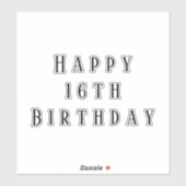 Sticker Joyeux 16e anniversaire Seize âge personnalisé sim (Feuille)