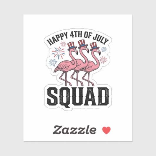 Sticker Joyeux 4 juillet Flamingo Squad Vector Design_1 (Feuille)