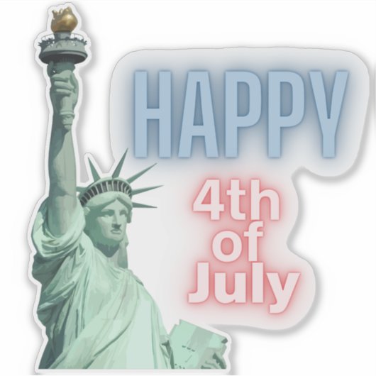 Sticker Joyeux 4 juillet Lady Liberty Neon (Devant)
