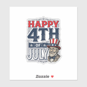 Sticker Joyeux 4 juillet Vintage Patriote Conception de Ch