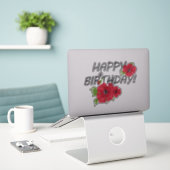Sticker Joyeux anniversaire ! (Ordinateur portable sur le bureau)