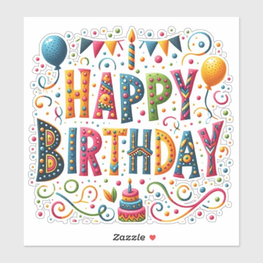 Sticker Joyeux anniversaire (Feuille)