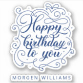 Sticker Joyeux anniversaire à vous élégante typographie (Devant)