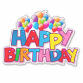 Sticker Joyeux anniversaire avec ballons couché sur mesure (Devant)