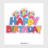Sticker Joyeux anniversaire avec ballons couché sur mesure (Feuille)
