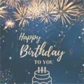 Sticker Joyeux anniversaire avec étincelles et étoile bleu (Devant)