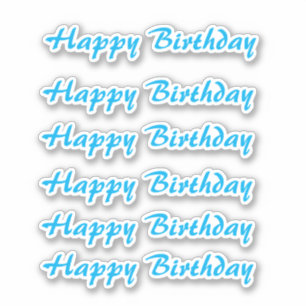 Sticker Joyeux Anniversaire Bleu Simple Minimaliste Typogr