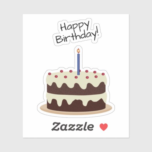 Sticker Joyeux Anniversaire de chocolat et de gateau de va (Feuille)