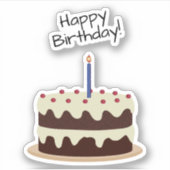 Sticker Joyeux Anniversaire de chocolat et de gateau de va (Devant)