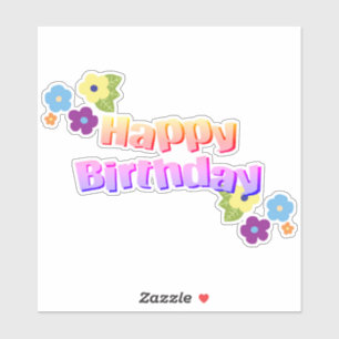 Sticker Joyeux Anniversaire des fleurs