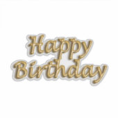 Sticker Joyeux anniversaire en or style ballon texte moder (Devant)