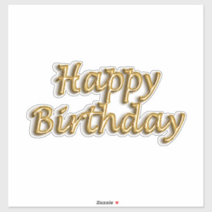 Sticker Joyeux anniversaire en or style ballon texte moder