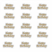 Sticker Joyeux anniversaire en or style ballon texte moder (Devant)