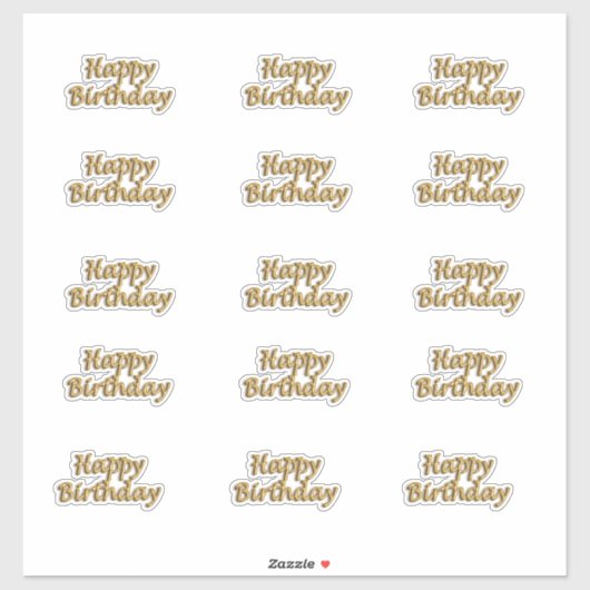 Sticker Joyeux anniversaire en or style ballon texte moder (Feuille)