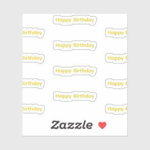 Sticker Joyeux Anniversaire en Typographie Rouge et Or Élé