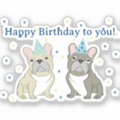 Sticker Joyeux anniversaire French, bouledogue (Recto)