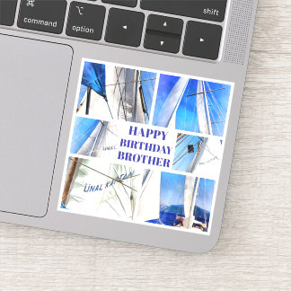 Sticker Joyeux Anniversaire Frère Artistique Voiles Blanch